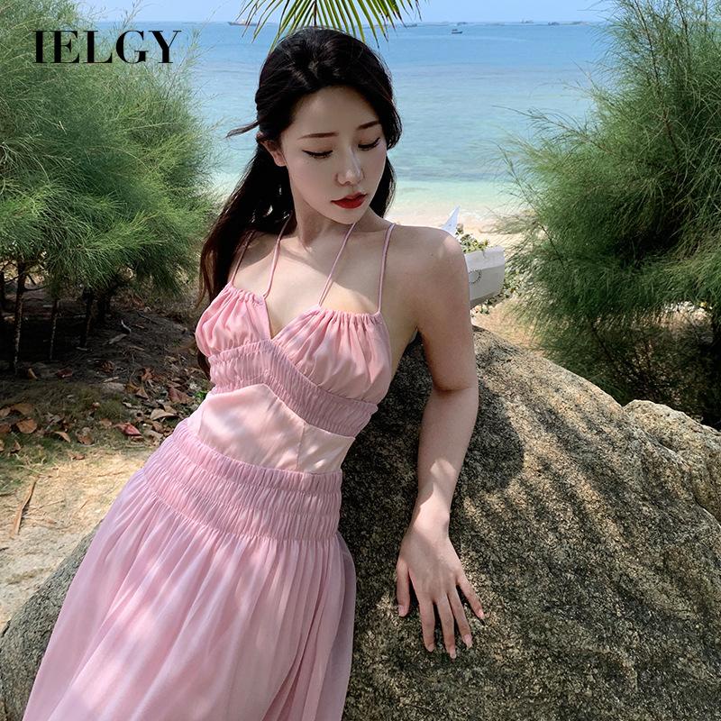 Đầm IELGY không tay màu hồng đơn giản thời trang dành cho nữ