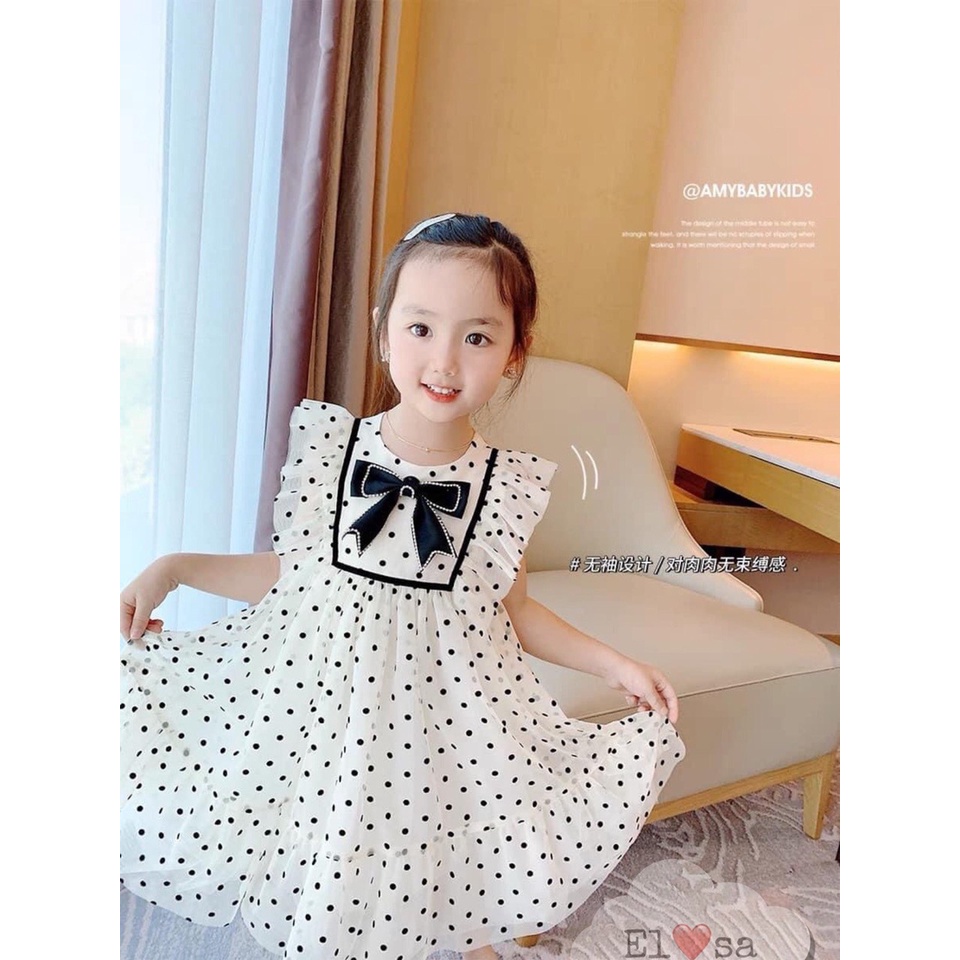 [VÁY BÉ GÁI] Váy chấm bi đuôi cá bánh bèo cho bé gái