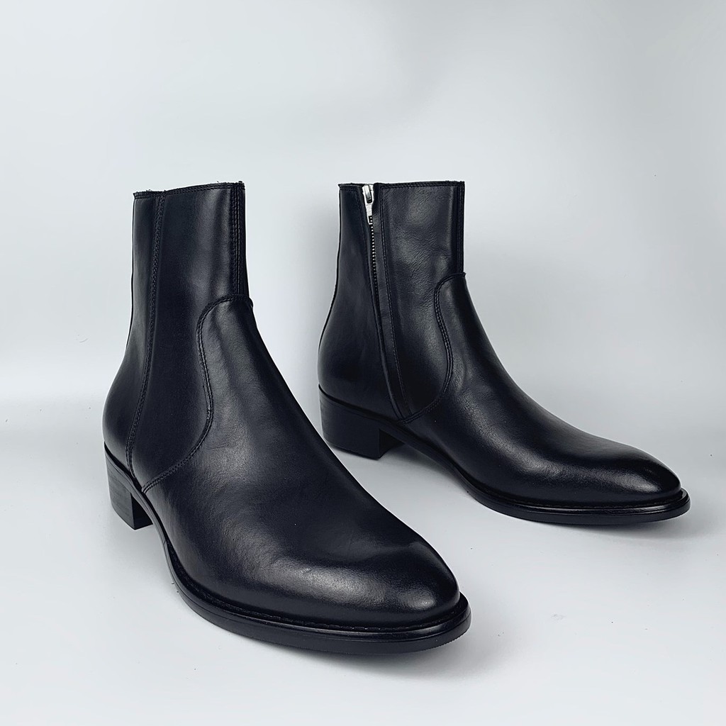 Giày nam Zip Boots Khóa Kéo Streetwear Da Bò Cao Cấp BẢO HÀNH 12 THÁNG .Tặng Phụ Kiện