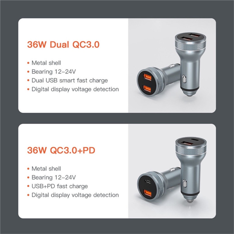 Tẩu Sạc Nhanh Usb 3.0 Cho ĐT táo 12 11 36W Xiaomi Auto Type C QC PD 3.0