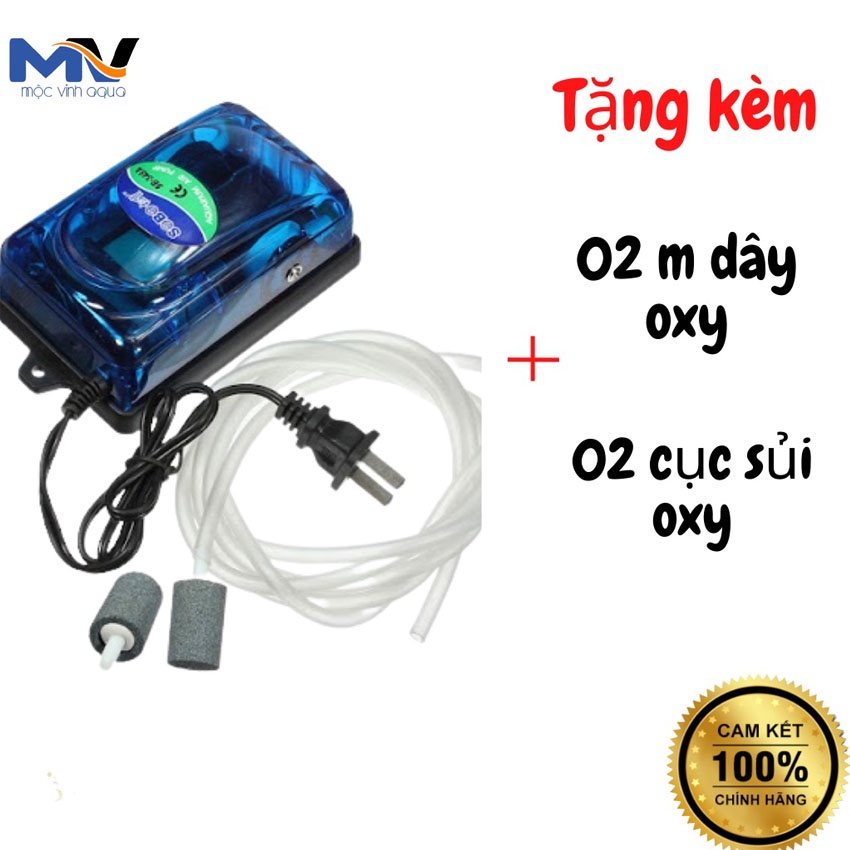 Máy sủi oxy hồ cá 2 vòi Vipsun siêu êm, nhỏ gọn