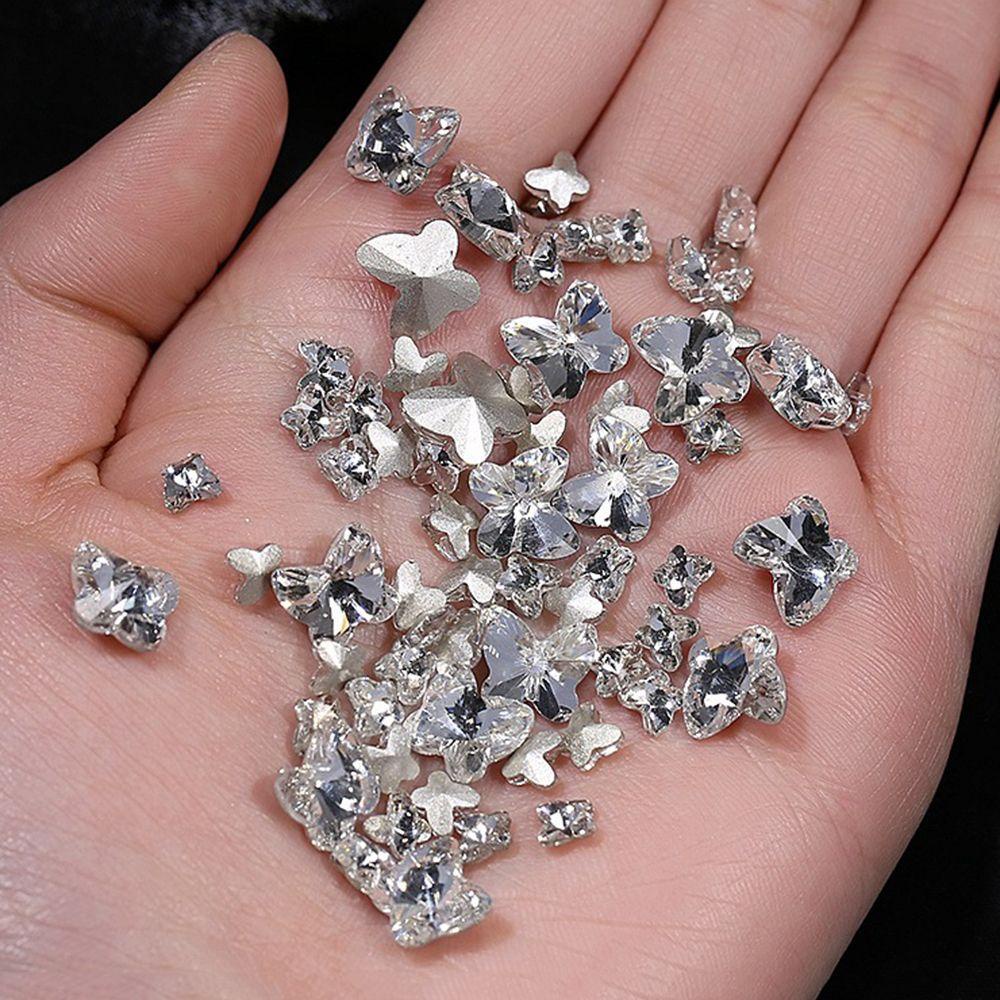 Móng Tay Hình Bướm Xinh Xắn|Phụ Kiện Trang Trí Móng Tay Mặt Kính Lấp Lánh Nhiều Màu|Charm Làm Móng