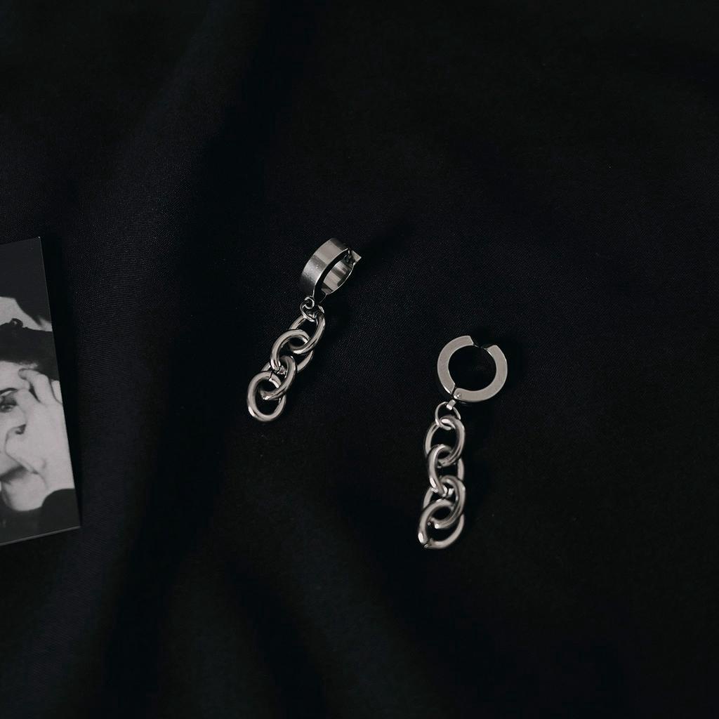 Khuyên tai dạng kẹp kiểuxích bằng thép đơn giản cá tính phong cách sành điệu cho nam và nữ 22079