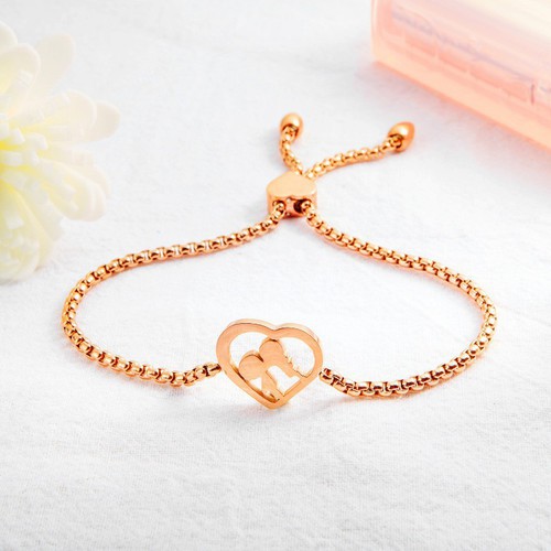 Lắc Tay Dây Rút Hình Tim Titan Ko Đen TT 2832