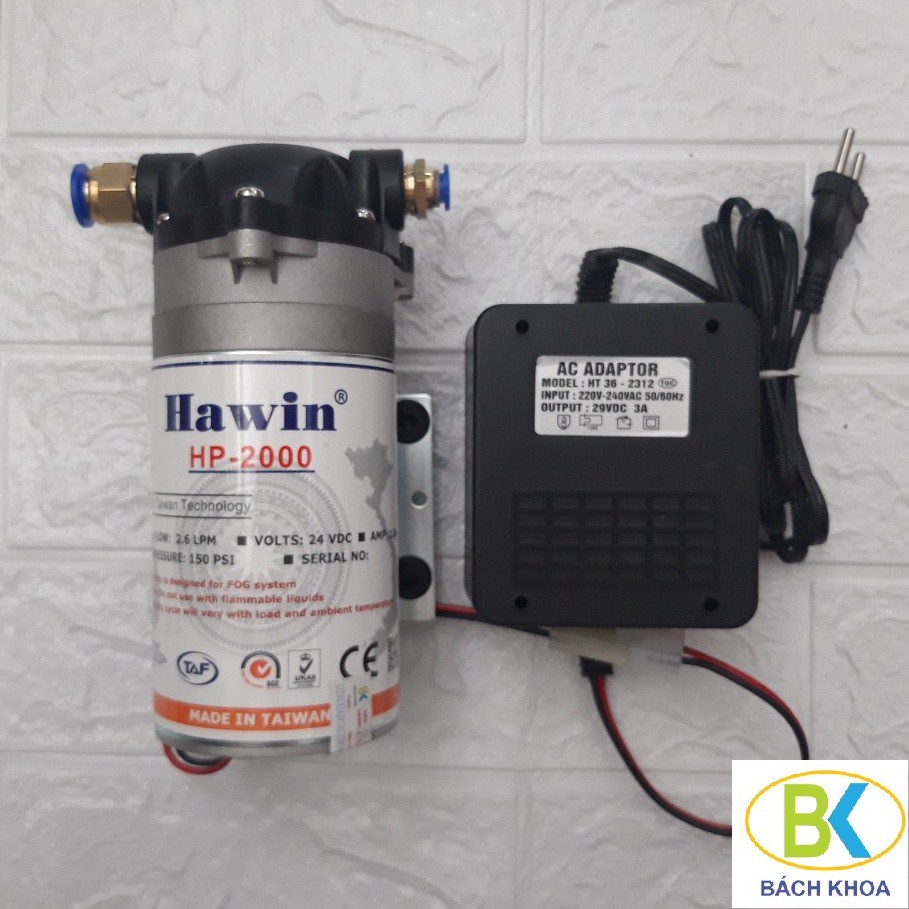 Máy phun sương HP-2000 kèm nguồn 29V hiệu HAWIN (phun từ 20 đến 50 béc)