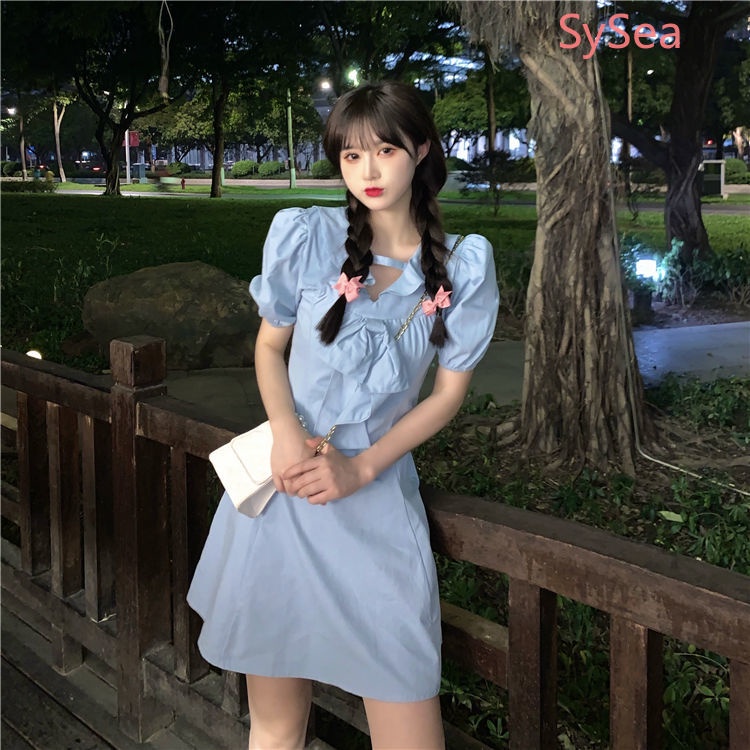 Đầm Tay Phồng Đính Nơ Thời Trang Mùa Hè Hàn Quốc Cho Bé Gái