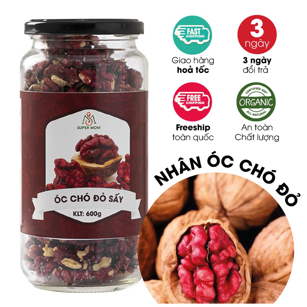 NHÂN ÓC CHÓ ĐỎ SẤY NGUYÊN VỊ ăn vặt healthy cho người ăn kiêng ăn chay &amp; mẹ bầu giàu Omega 3 + chất béo tốt cho sức khỏe