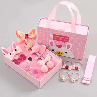 Hộp quà tặng Sét nơ buộc tóc 18 chi tiết cho bé /free ship bộ 18 món kẹp tóc siêu xinh cho bé gái