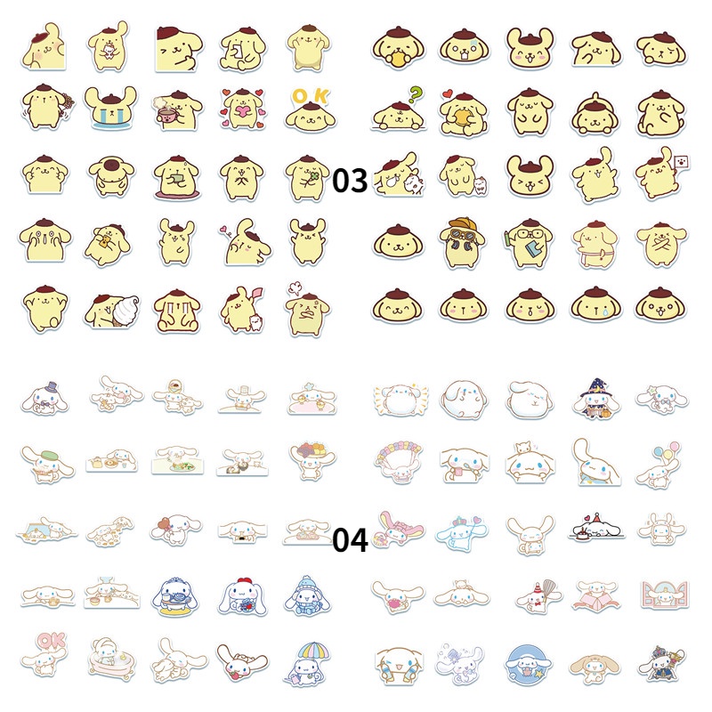 Bộ 50 miếng dán trang trí hình cún hoạt hình dễ thương