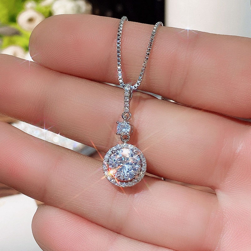 Vòng cổ Mặt Tròn 8MM Đính Đá Sang Trọng Cho Nữ