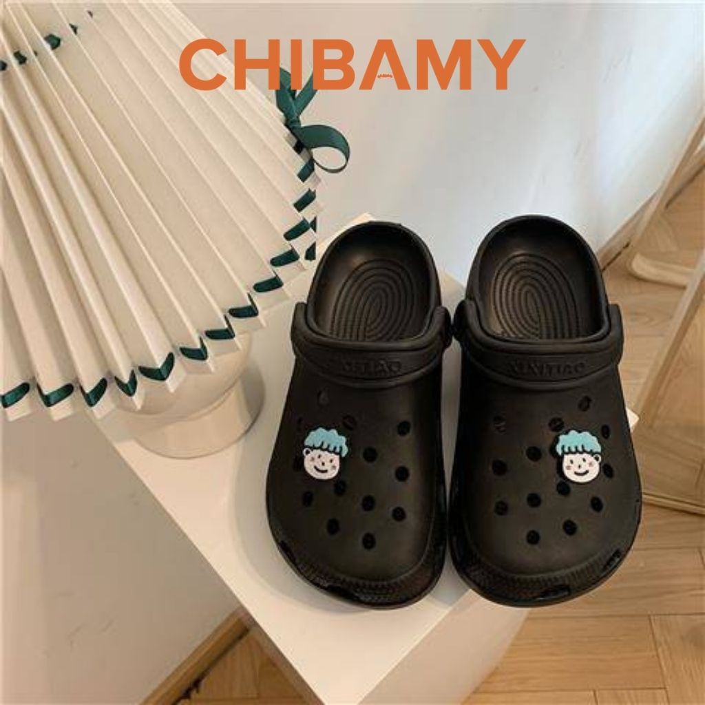 Dép sục gắn sticker cặp đôi hoạt hình trai gái cute đế chống trơn trượt CHIBAMY