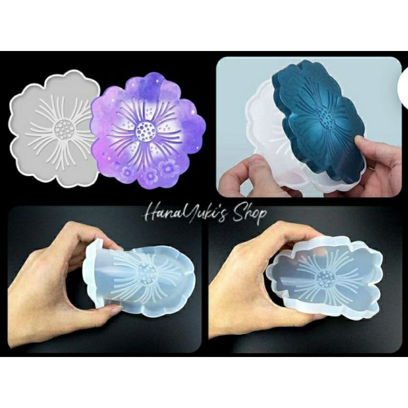 Khuôn đế lót ly hình bông hoa dùng trong sáng tạo Resin Handmade