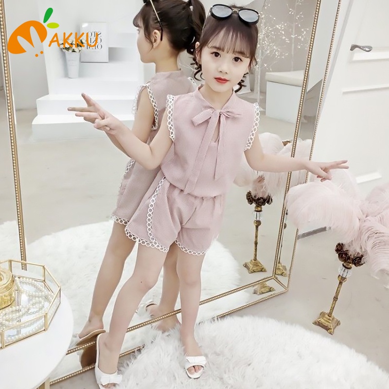 Set Áo Thun Ba Lỗ + Quần Short Thời Trang Mùa Hè Hàn Quốc Cho Bé Gái