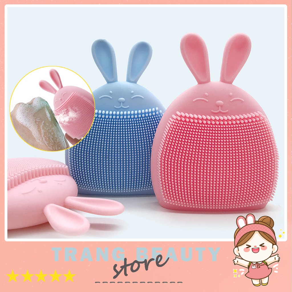 Dụng Cụ Silicon Rửa Mặt, Massage - Tẩy Tế Bào Chết Hình Tai Thỏ Tiện Lợi