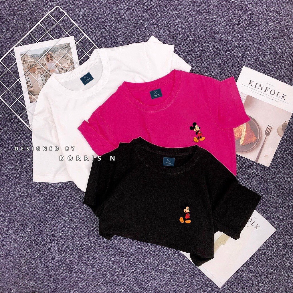 Áo Thun Nữ Ngắn Tay Cổ Tròn Họa Tiết Hình Micky Chất Vải Cotton Mềm Mịn Thoáng Mát From Rộng Trẻ Trung Năng Động