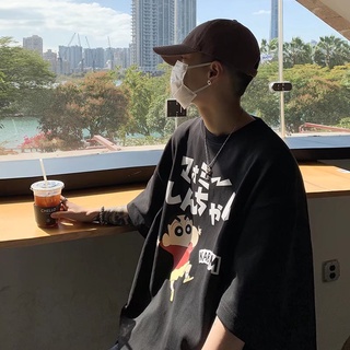 ✦ AFFLIGA ✦Áo Thun Tay Ngắn Cổ Tròn Dáng Rộng Thời Trang Phong Cách Hàn Quốc Cho Nam