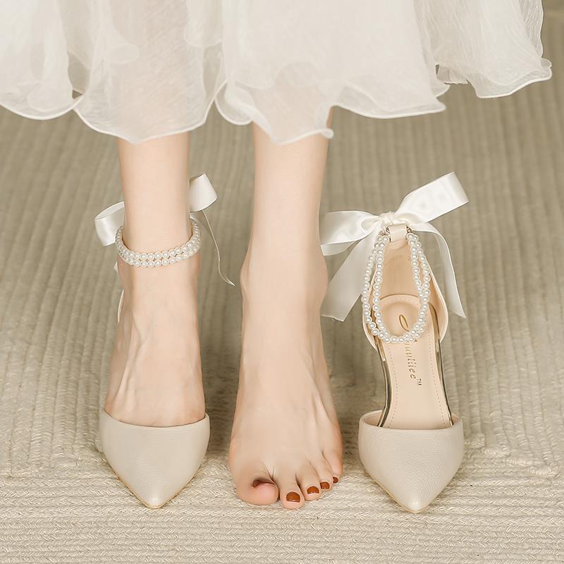 Sandal Cao Gót Mũi Nhọn Thiết Kế Mới Thời Trang Theo Phong Cách Pháp Cho Nữ