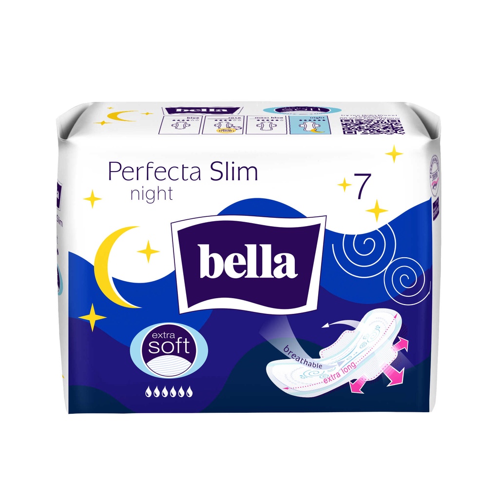 Băng vệ sinh ban đêm BELLA nhập khẩu Pháp 7 miếng có cánh, siêu mỏng, thấm hút nhanh, mềm mại