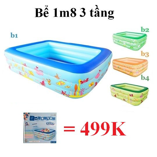 [NHẬP TOY30K GIẢM] Bể Bơi Phao 1m8 2 tầng, 3 tầng hàng Cao cấp (Tặng kèm bộ miếng vá + hướng dẫn sd)