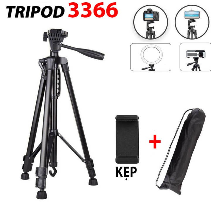 Chân Giá Đỡ Điện Thoại, Gậy chụp hình tripod 3366 cao 1m5 có tay cầm, tặng kẹp và túi, gậy selfie F | BigBuy360 - bigbuy360.vn