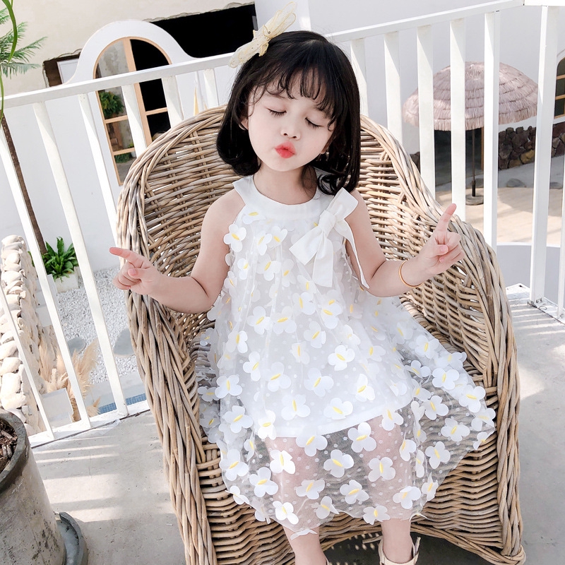 Váy cho bé gái trang trí ruy băng nơ dễ thương