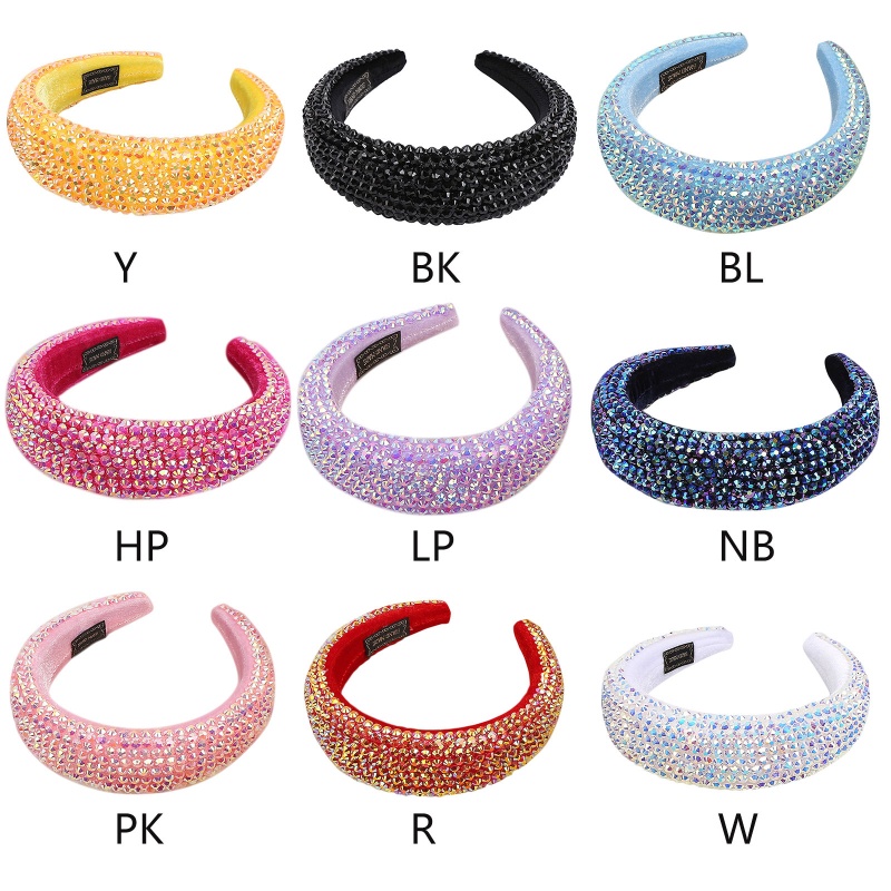 Flgo Băng Đô Cài Tóc Đệm Nhung AB Đính Đá Lấp Lánh