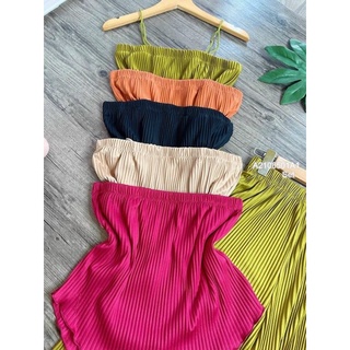 Set dập ly áo 2 dây+ quần ống rộng!