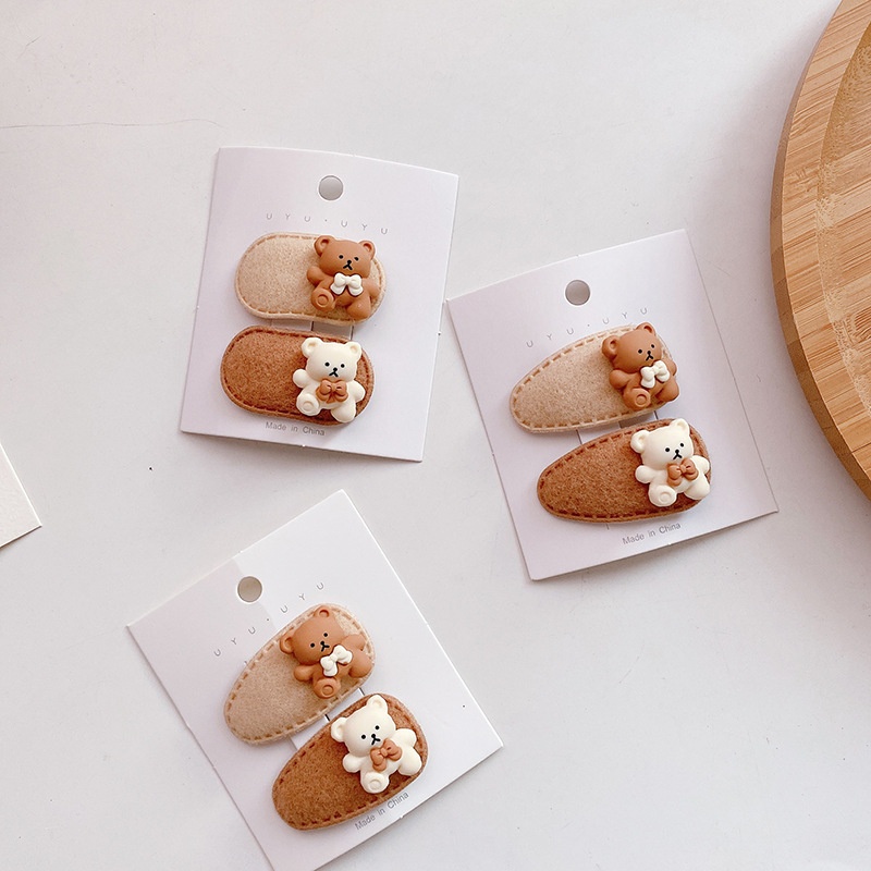 1 Cặp Kẹp Tóc Hình Gấu Dễ Thương Cho Bé