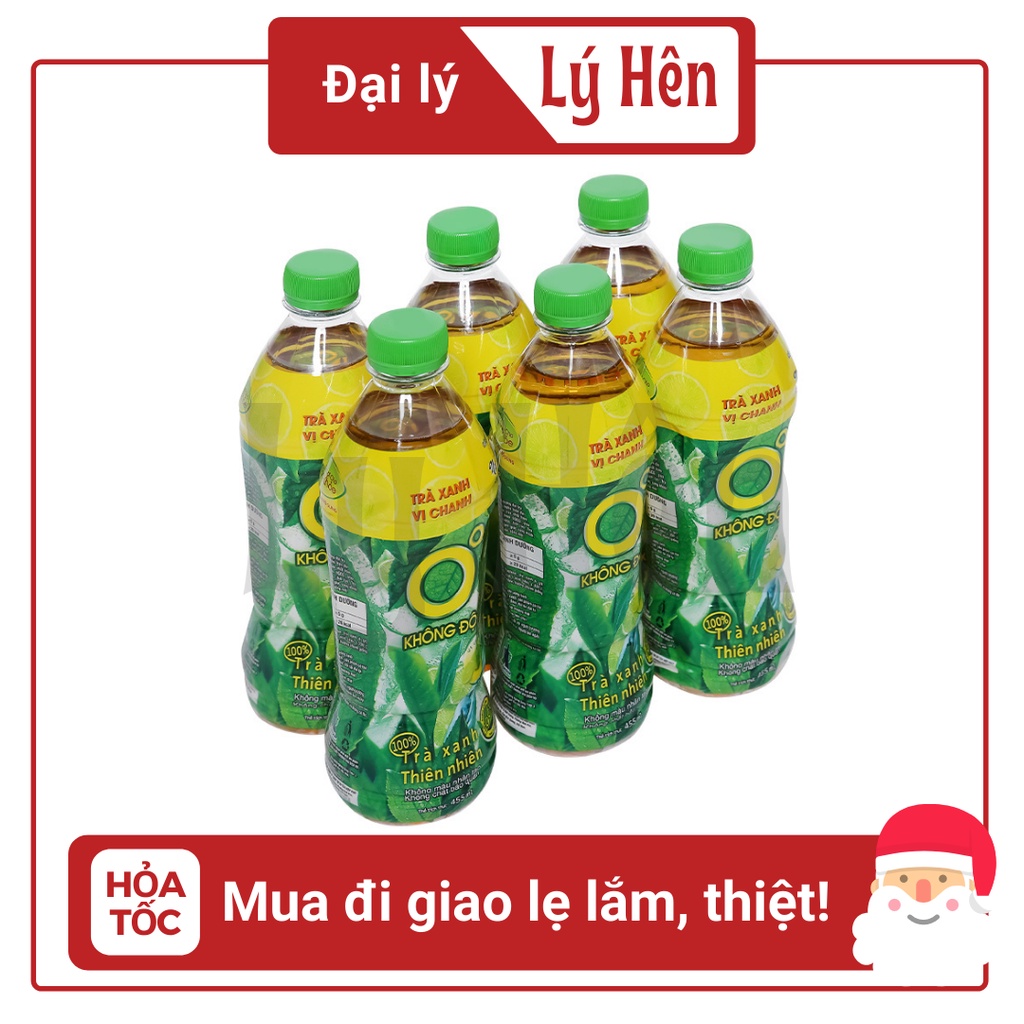 Lốc 6 Chai Trà Xanh Không Độ Vị Chanh Chai Nhựa PEP 455ml Date Luôn Mới