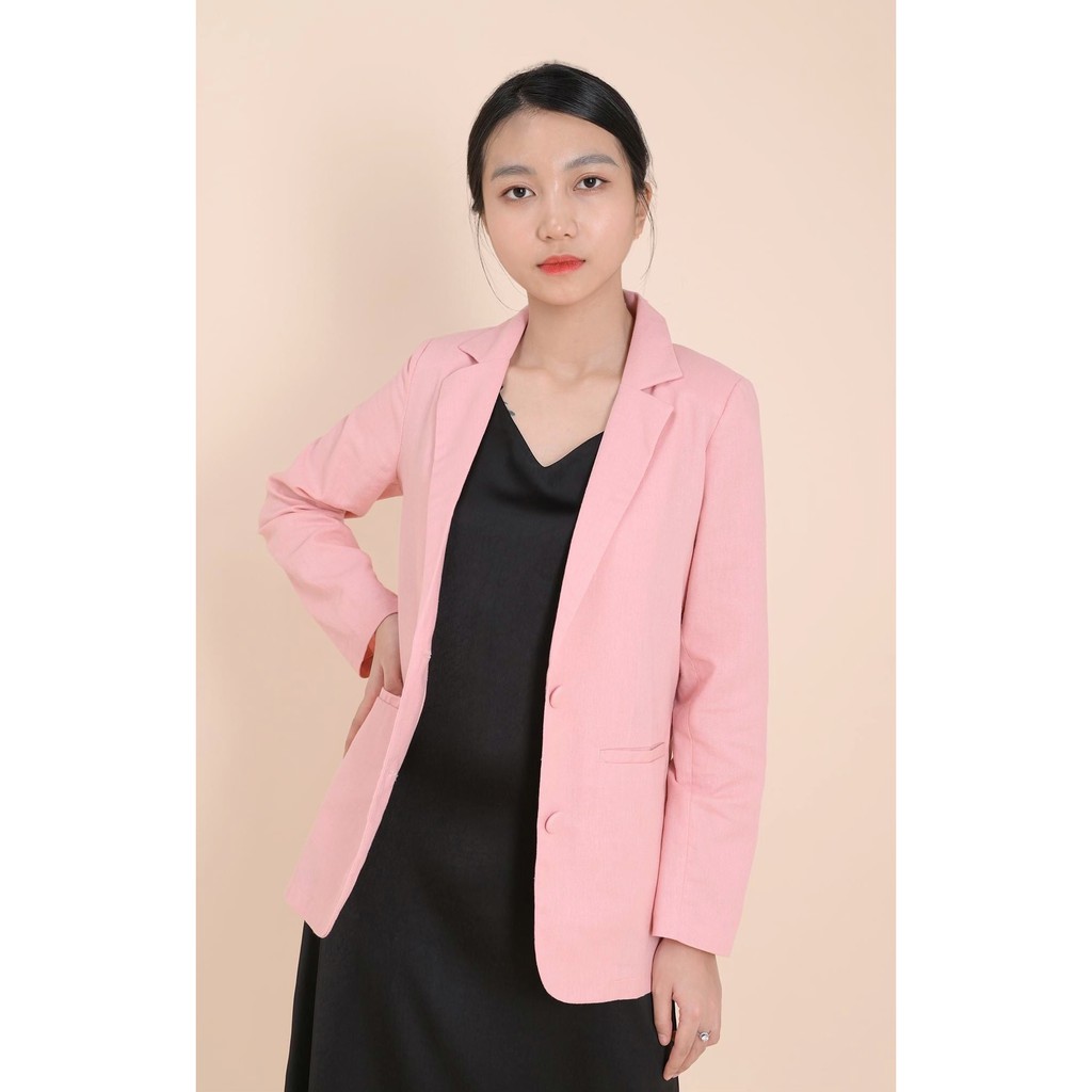 ÁO KHOÁC LINEN HỒNG tới từ KHÀN phong cách Hàn Quốc, thanh lịch, sang chảnh, thời trang công sở (có ảnh thật) | BigBuy360 - bigbuy360.vn