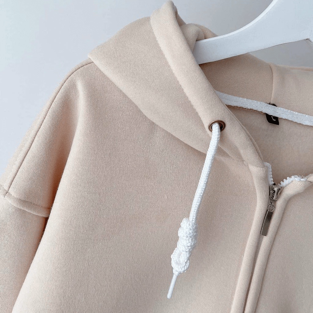 Áo Khoác Nỉ Nữ Dây Khóa Kéo Nón Lớn 2 Lớp In Logo sin Sò Form Rộng Che Nắng Tốt Mặc Thoáng Mát NEW UNISEX