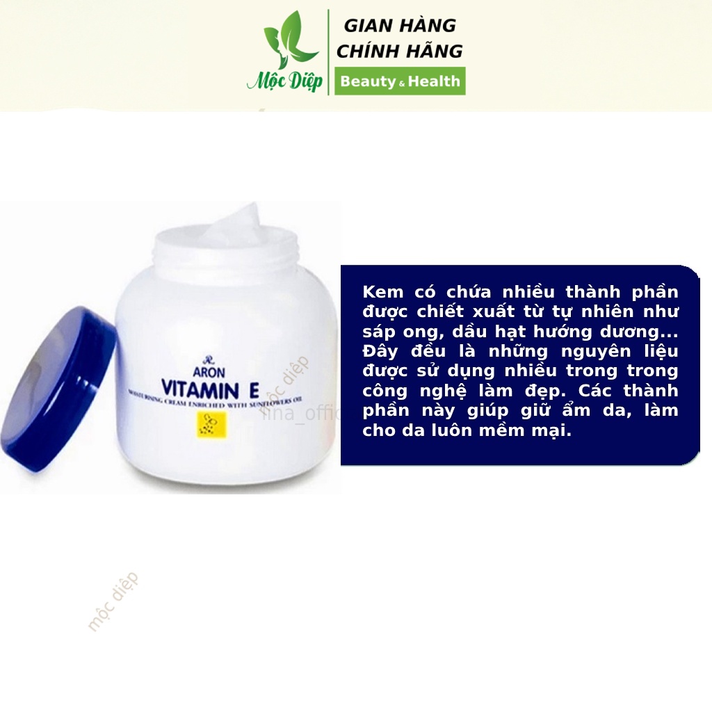 Kem dưỡng ẩm da Vitamin e Thái 200g - Kem chống nẻ cho da mịn màng dùng cho Body - Mộc Diệp