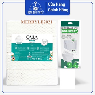 Bông làm sạch da bông bạch tuyết calla sạch sâu 500gr tặng 1 hộp kf94