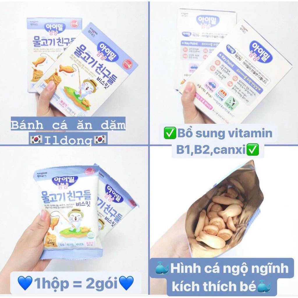 Bánh ăn dặm hình cá cho bé 12M hộp 60g(2 túi x 30g) ILDONG, Suzy Baby