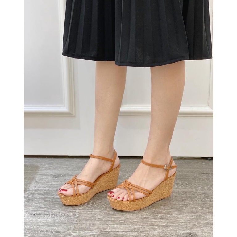 Giày Sandal Xuồng nữ- Sandal Xuồng CnK Quai Mảnh Thắt Xinh Xắn cao 8p hàng VNXK êm chân