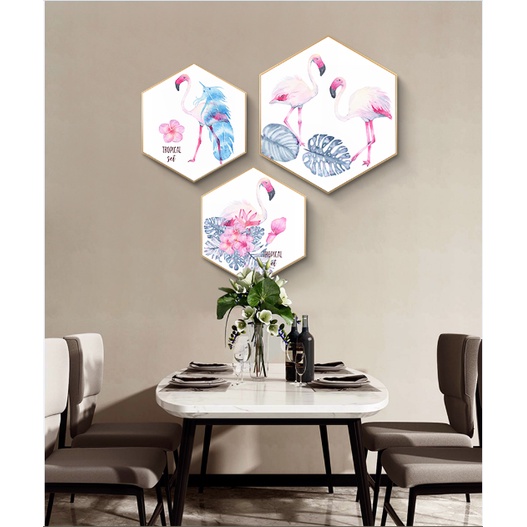 Tranh treo tường 3 bức khung gỗ phòng khách, phòng ngủ phòng bếp phong cách hiện đại GD58-GD61