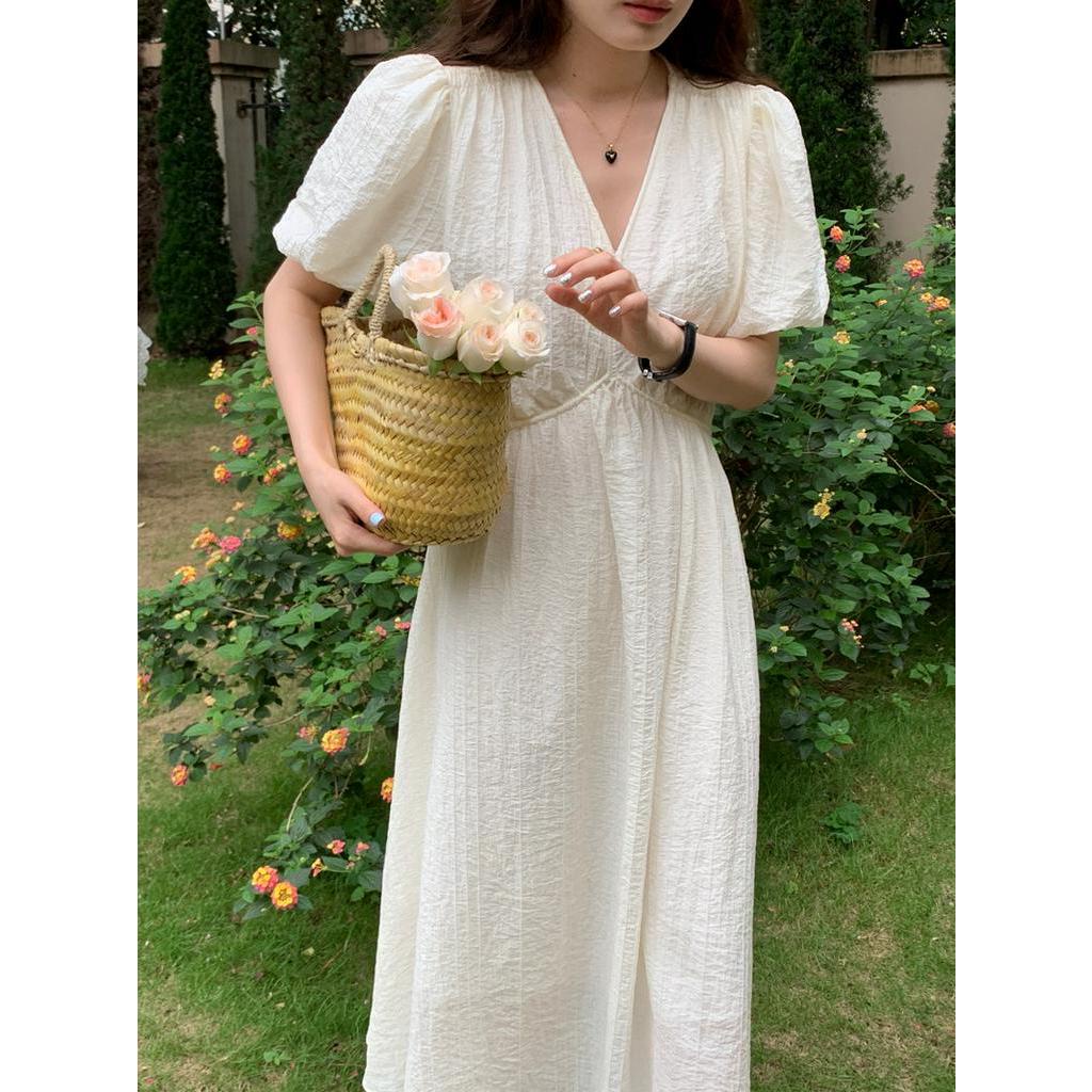 Đầm Cổ V Tay Phồng Thời Trang Pháp Quý Phái 63132