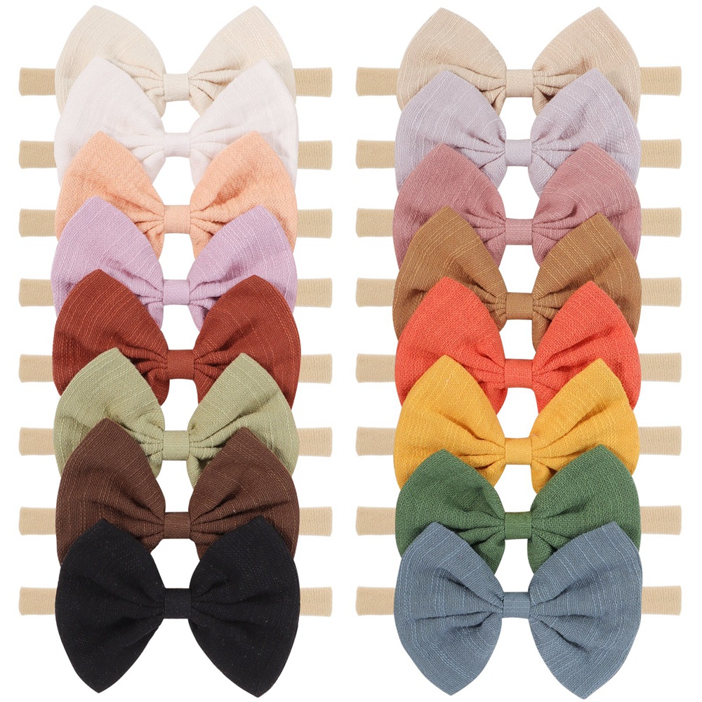 Băng đô KIDSBOWS co giãn đính nơ nylon màu trơn 4.4inch xinh xắn dành cho bé gái