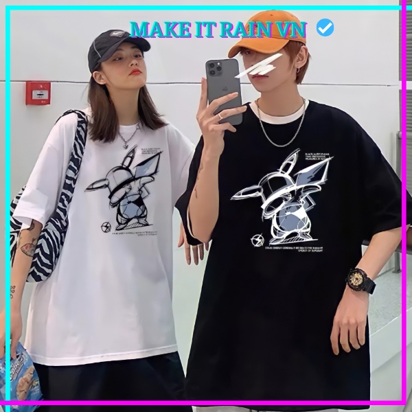 Áo thun tay lỡ Unisex PIKACHUUU Make It Rain VN, Áo Phông Nam Nữ Form Rộng, có hình ảnh video thật A66 | WebRaoVat - webraovat.net.vn