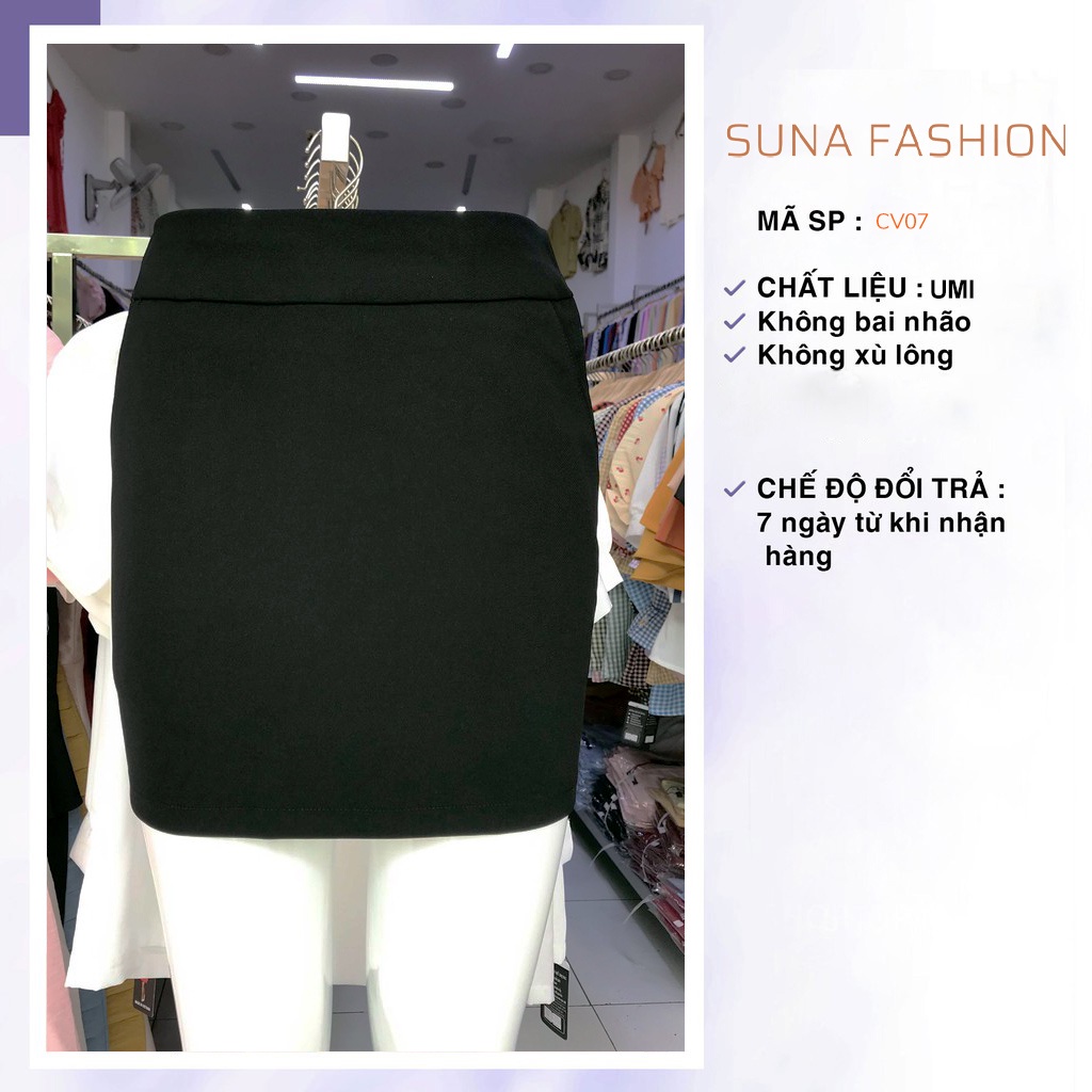 Chân váy bút chì ngắn Umi mịn cao cấp Chân váy ngắn công sở SUNA FASHION ôm dáng