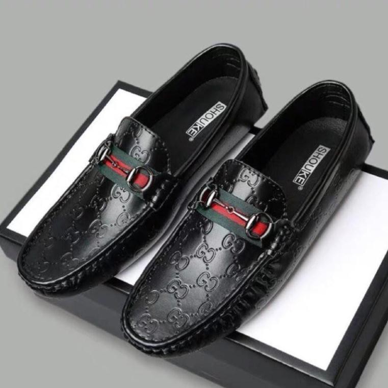Giày mọi nam Gucci khoá đen cao cấp,giày moca- mã GC03
