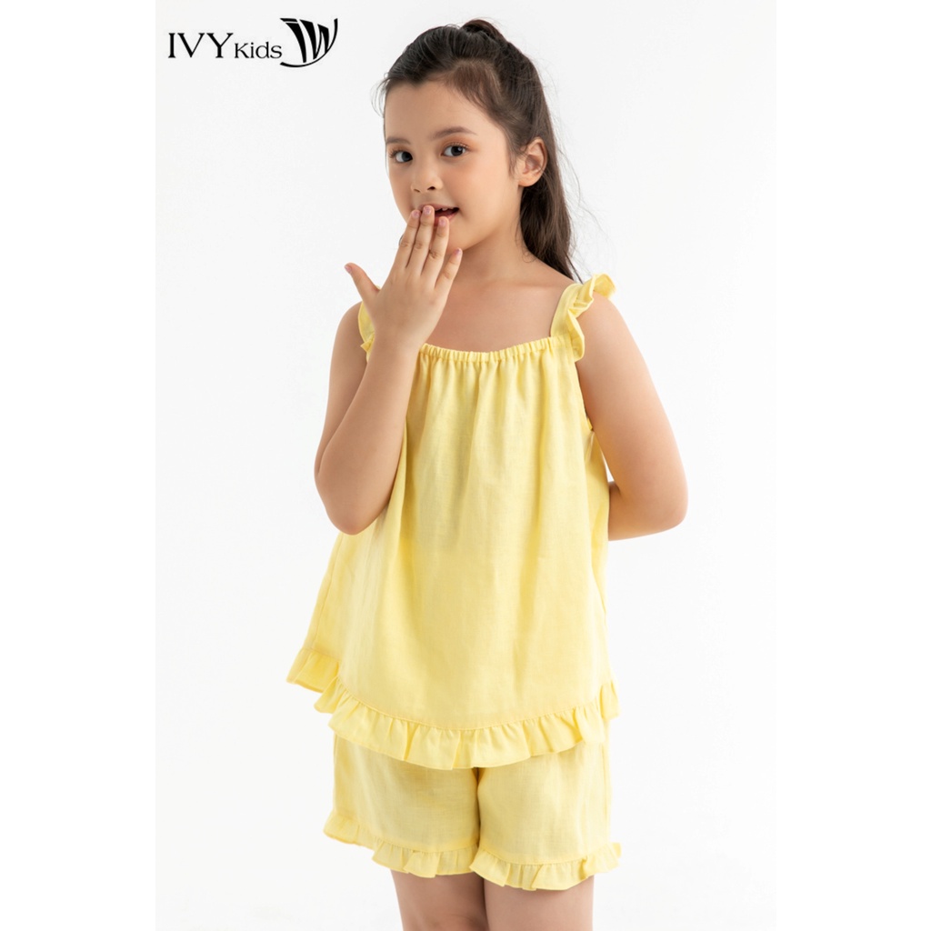 Bộ áo 2 dây và quần phối bèo bé gái IVY moda MS 15G1483