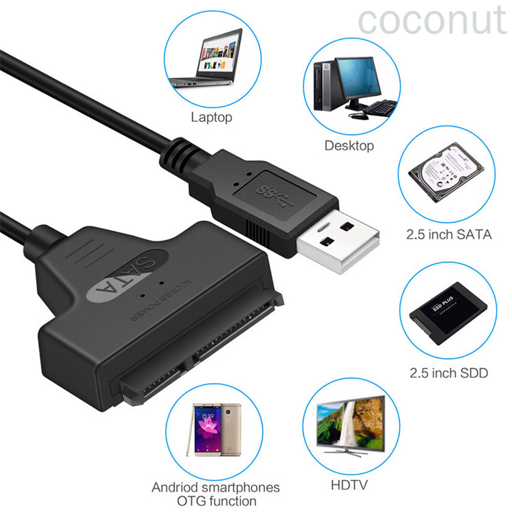 Cáp Chuyển Đổi Ổ Cứng Sata 3 Sang Usb Ssd 2.5 Inch Kèm Usb 2.0 Coconut Tiện Dụng