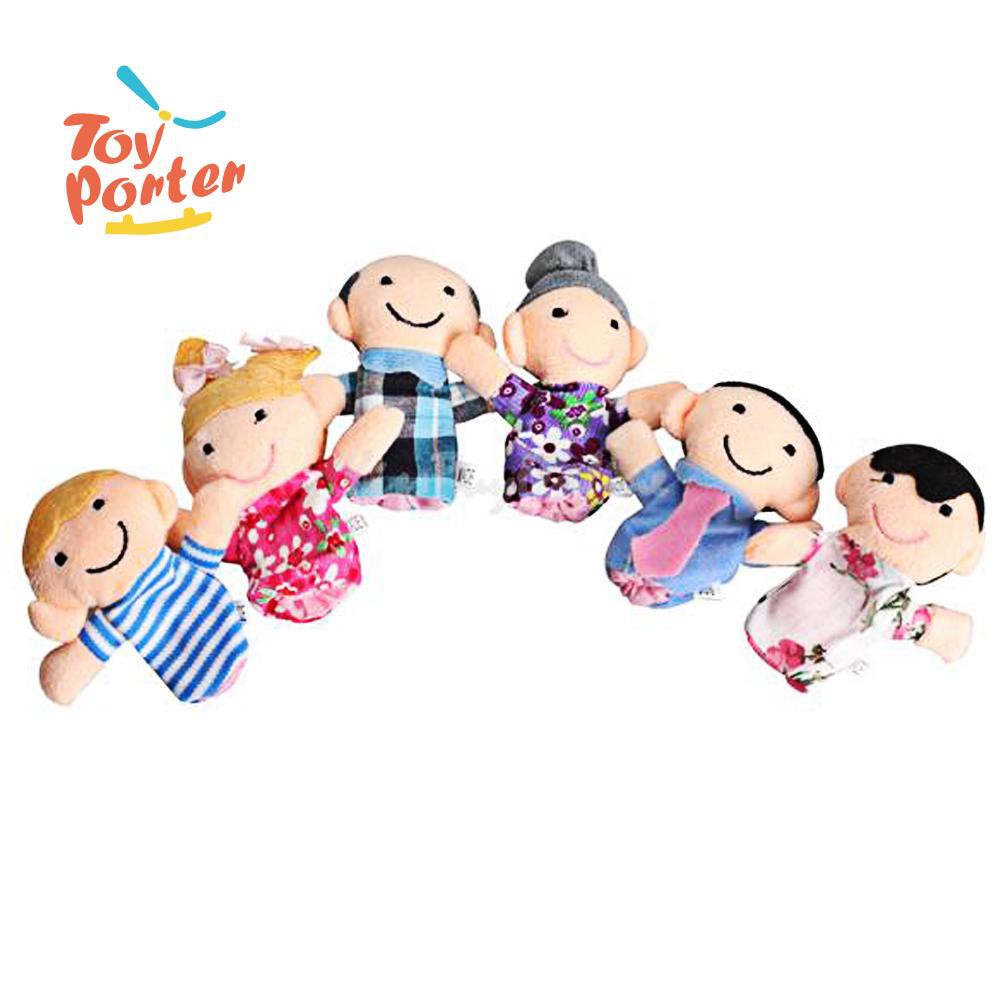 BA 6pcs Baby Kids Plush Cloth Play Game Learn Story Family Finger Puppets Toys