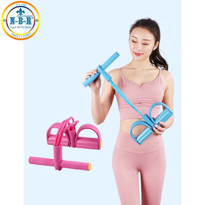 [FREESHIP] Dây Kéo Đàn Hồi 4 Ống Cao Su Bàn Đạp Chân, Dụng Cụ Tập GYM Thể Dục Săn Chắc Bụng Tay Vai Tại Nhà Cho Nam Nữ