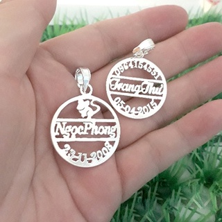 MẶT DÂY CHUYỀN BẠC CHO BÉ HÌNH TRÒN KHẮC TÊN THEO YÊU CẦU - BẠC TA NGUYÊN CHẤT