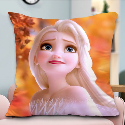 Gối vuông Elsa - Anna trang trí phòng khách phòng ngủ dễ thương cho bé