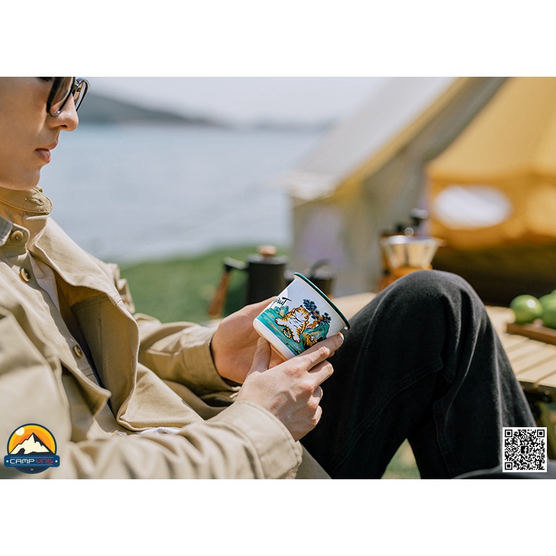 Ly tráng men/ Cốc kim loại tráng men 270ml NURGAZ CAMPOUT  du lịch cắm trại dã ngoại