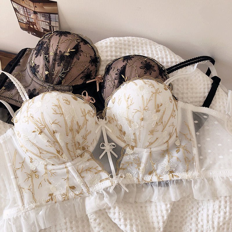 Áo Ngực Bra Ren Hoa Tiểu Thư Đính Nơ Xinh Xắn DAN L&amp;U 0199