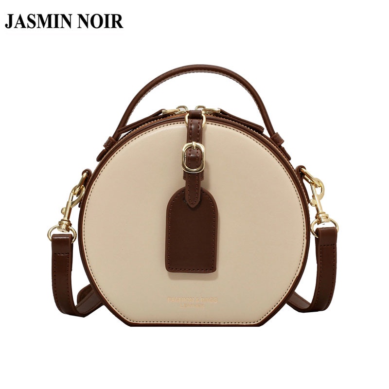 Túi Xách JASMIN NOIR Da PU Phối Khóa Tròn Phong Cách Retro Cho Nữ